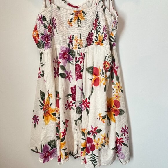 Old Navy Floral Ruffle Smocked Neutral Boho Lined Tropical Dress Size 2XL- b87 - Picture 15 of 16